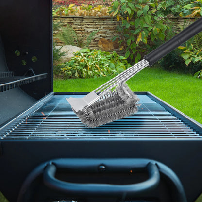 19 inch Stainless Steel Grill Brush with Scraper,