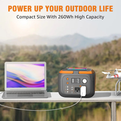 300W Portable Power Station 260Wh/70000mAh Outdoor Solar Generator 110V Outlet Solar Power Banks