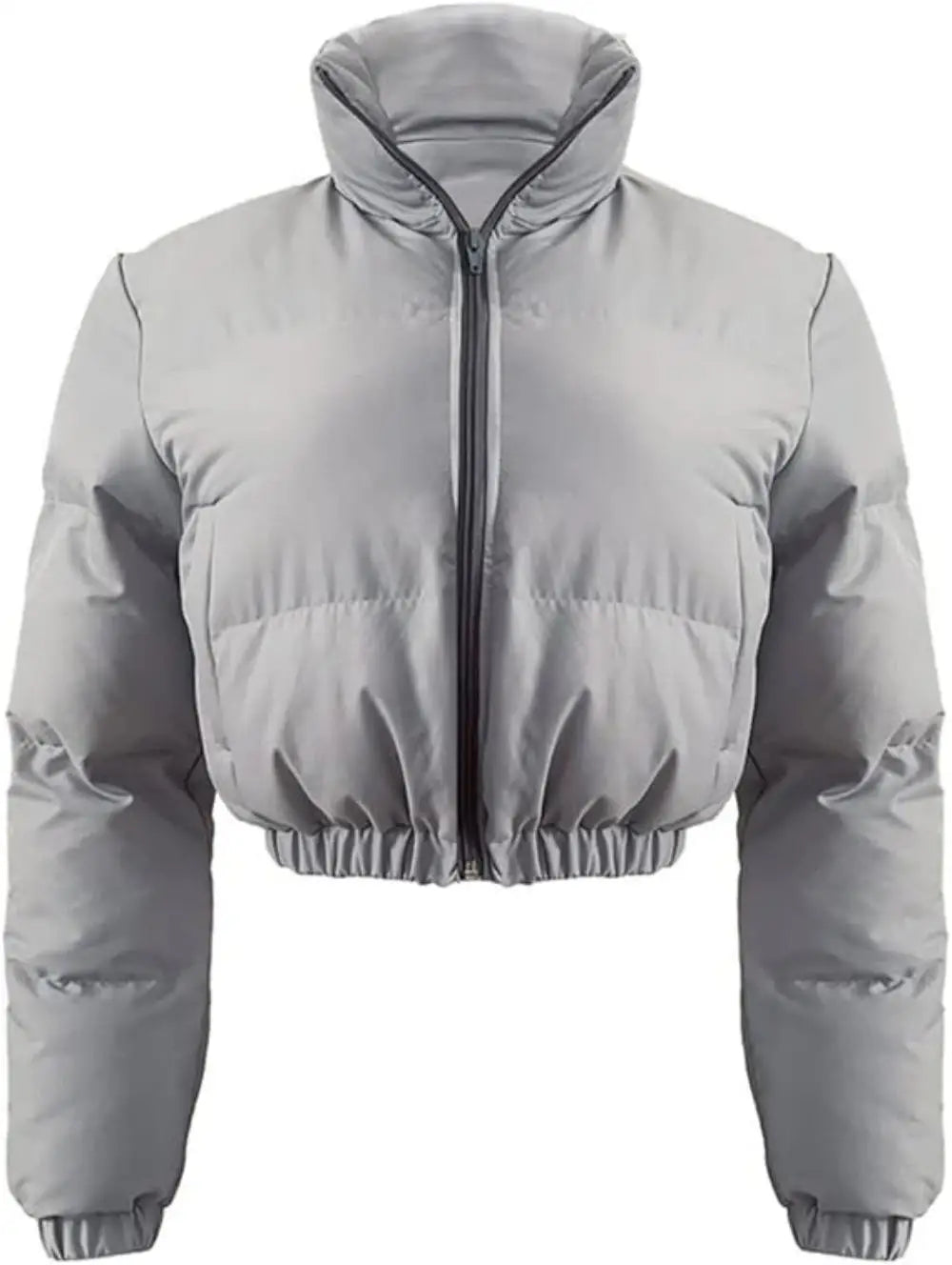 womens Puffer Jacket Cropped Zip Casual Cotton Coat