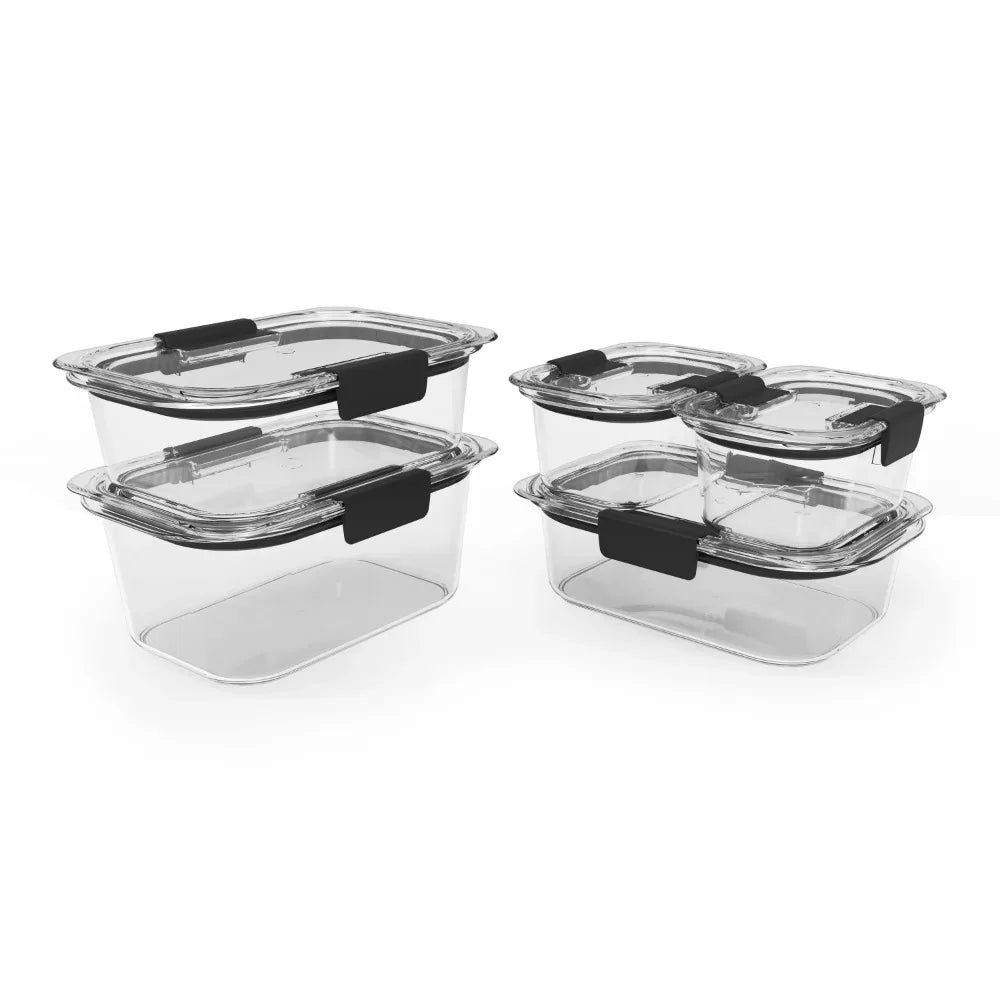 10-Piece Set, Leak-Proof Clear Food Storage Containers
