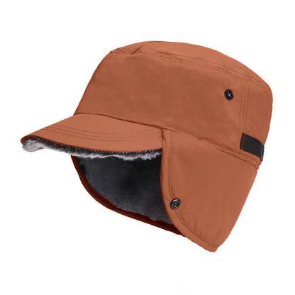 Men's Winter Hat with Visor Warm Earflaps