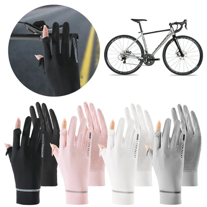 Lady Sunscreen Ice Silk Gloves for fishing