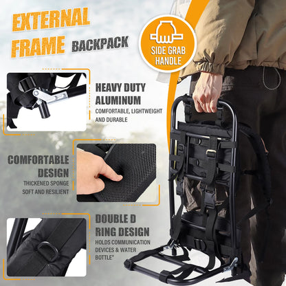 Camping Backpack External Frame  Portable Foldable Hunting Carrier Bag Holder