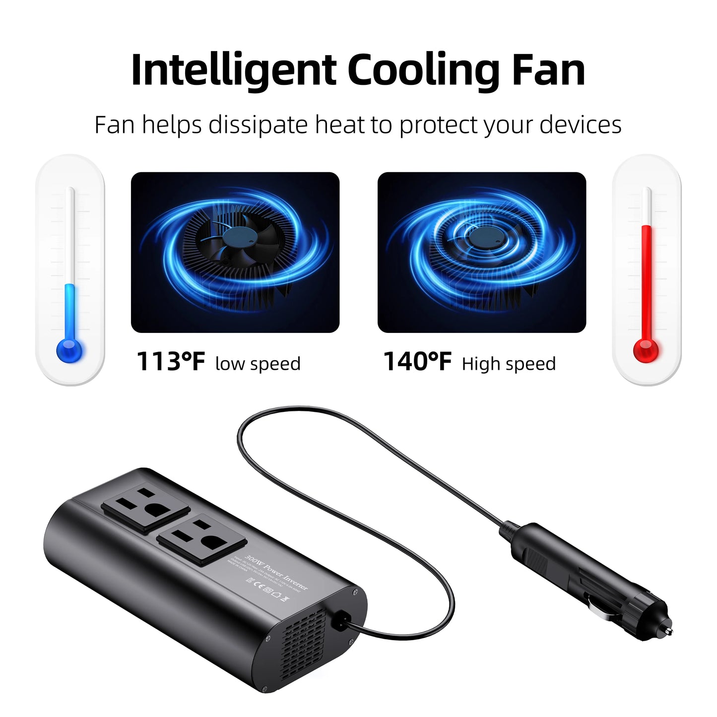 500W Modified Wave Inverter Portable Converter, DC 12V to AC 110V60HZ,
