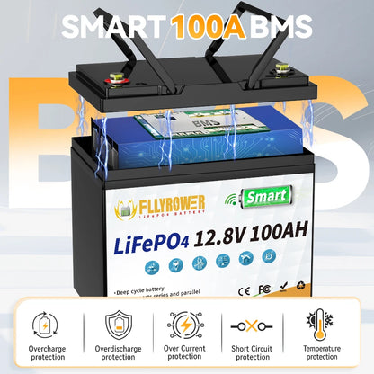 12V 100Ah  Lithium Battery Pack With Bluetooth 100A BMS Deep Cycles