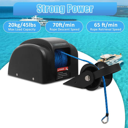 Electric Boat Anchor Winch Kit 12V with 100ft Anchor Rope