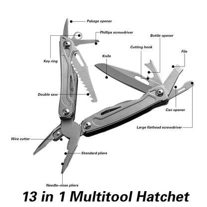 14-in-1 Multi-Tool Pliers, Stainless Steel Compact Survival Gear