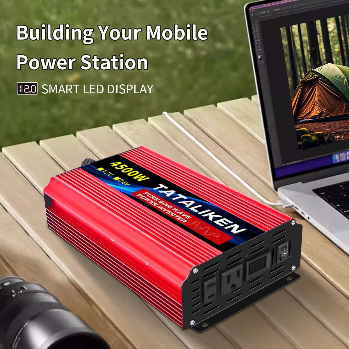 12V To AC 110V 60HZ e Portable Converter with LED