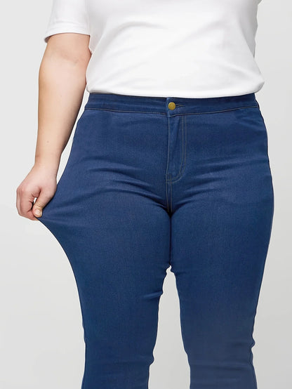 Women Solid Color High-waisted Skinny Jeans,