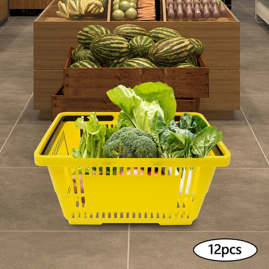 12-Pack Plastic Stackable Storage Baskets, 7.4 Gallon Capacity