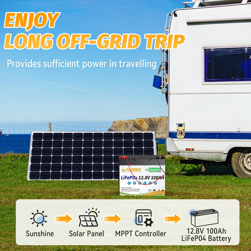 12V 100Ah  Lithium Battery Pack With Bluetooth 100A BMS Deep Cycles