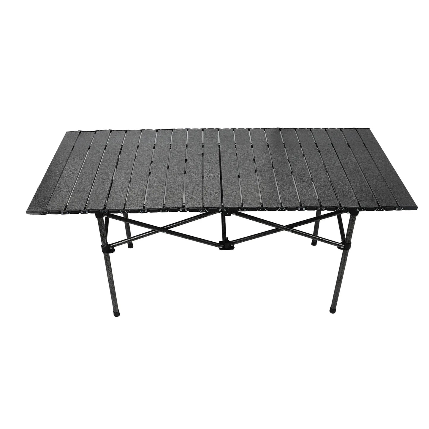 Folding Camping Table Black Spacious Storage Basket 47.24in Carbon Steel