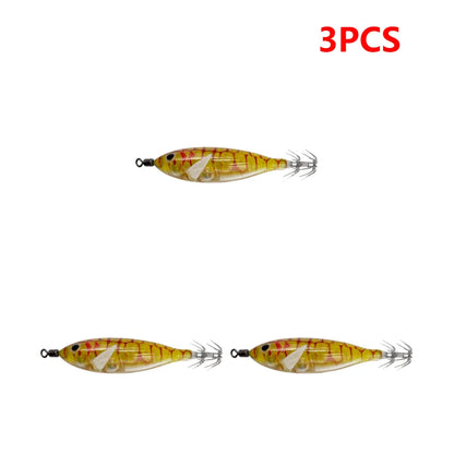 5.7g/8cm Squid Jig Baits Double Hook Glow In The Dark for Night Fishing