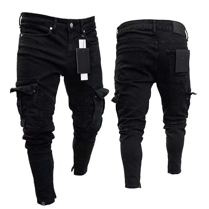 Men s Stylish Cargo Jeans with  Fit Design and Multiple Pockets