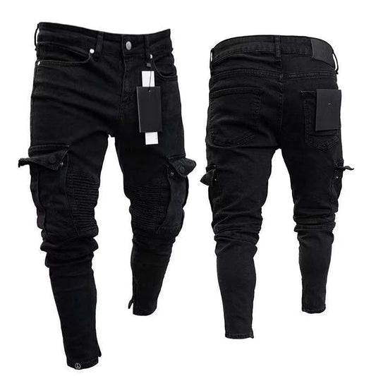 Men s Stylish Cargo Jeans with  Fit Design and Multiple Pockets