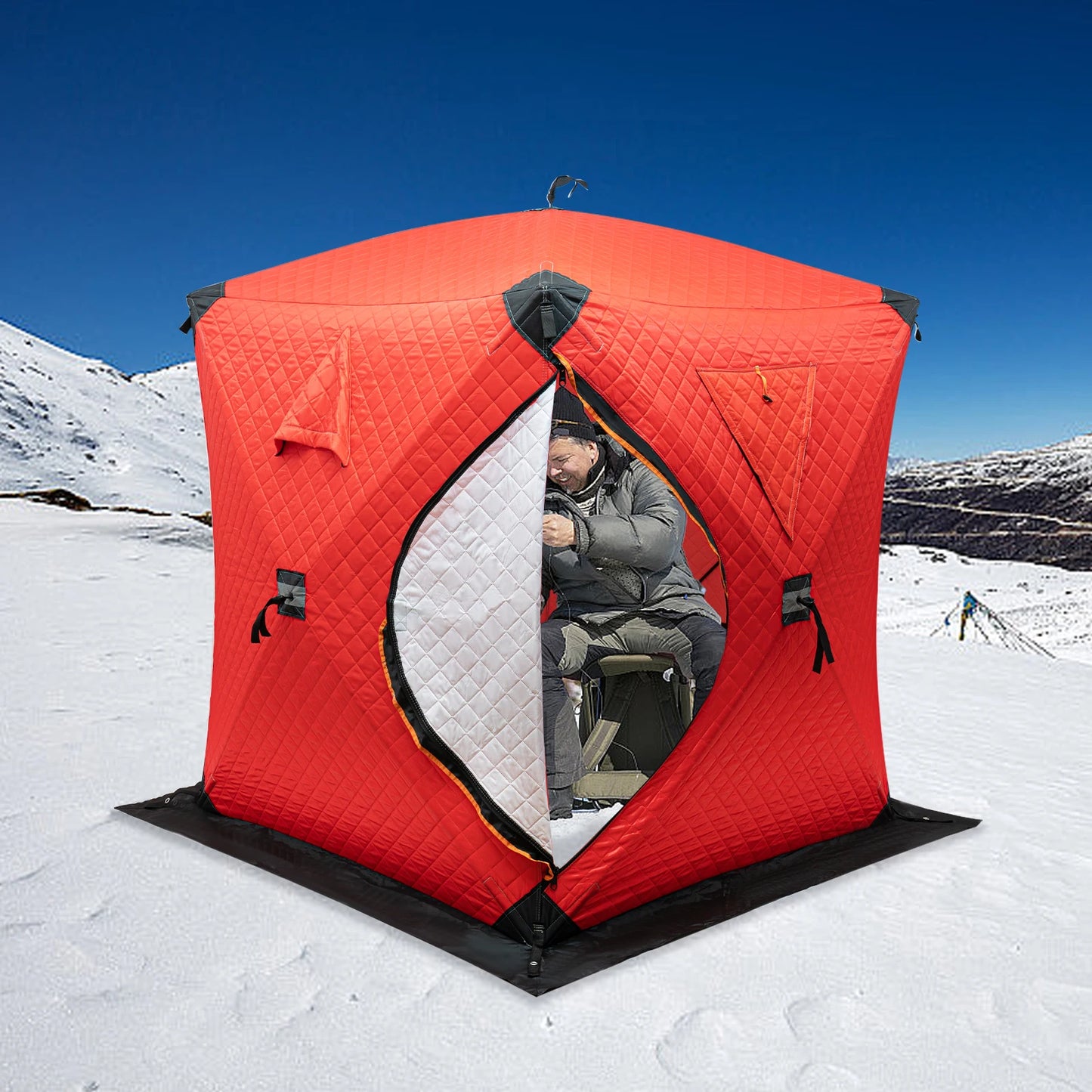 Insulated Ice Fishing Tent Thermal Shelter Windproof Freestanding for 1-2 People