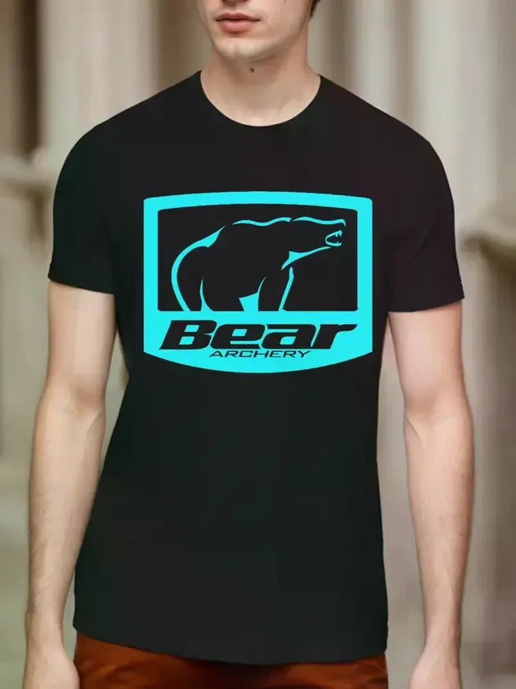 Bear bow hunting bow water sign hunter black t-shirt for men