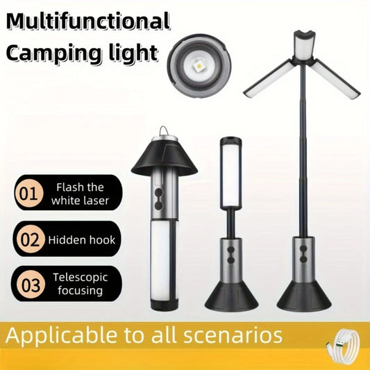 Retractable Outdoor Camping Light - | USB-Rechargeable, Portable Stand