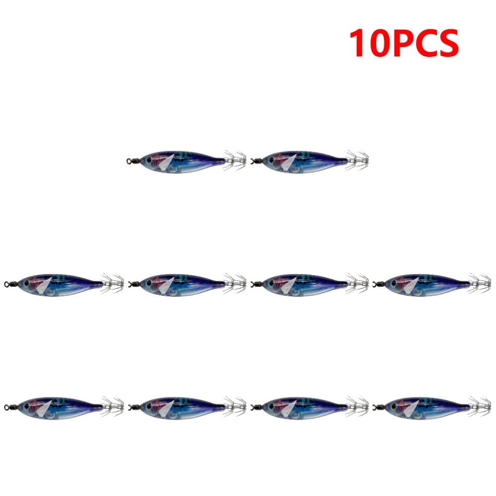 5.7g/8cm Squid Jig Baits Double Hook Glow In The Dark for Night Fishing