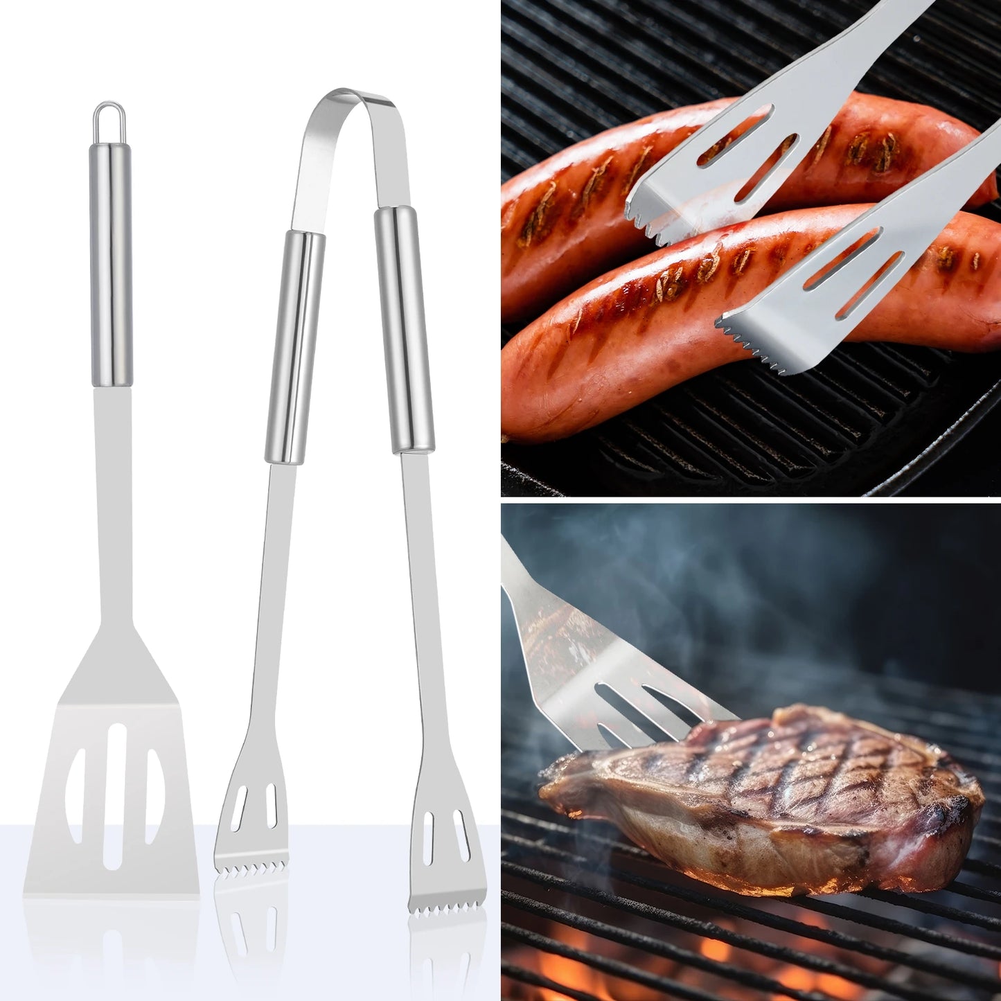 20PCS Barbecue Utensils, Heavy Duty Stainless Steel Grill Set