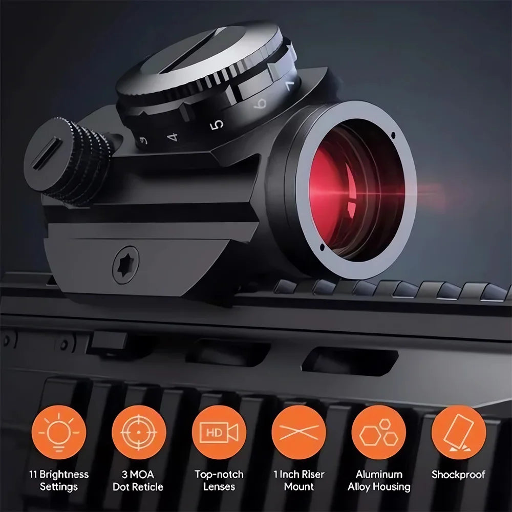 1x20 Red Dot Sight Tactical Rifle Scope Sight Reflex Sight Optical Sight with 1 inch Riser Mount