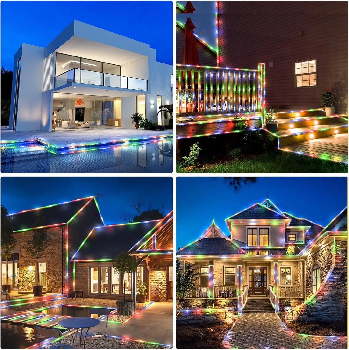 107ft300LED/73ft200LEDS Solar Rope Lights, Waterproof  8 Modes,