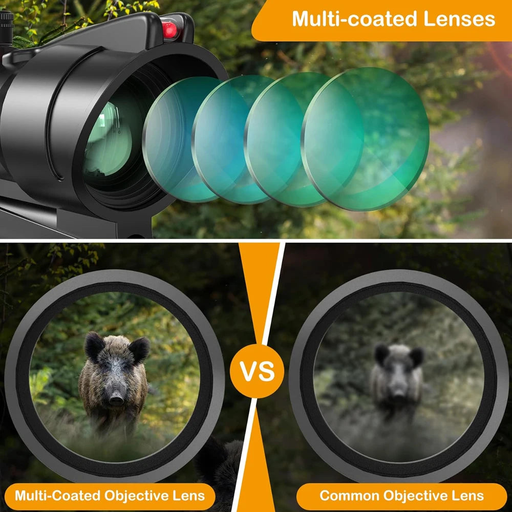 4X32 Real Fiber Optics Red Dot Illuminated Chevron Glass Etched Reticle Tactical Optical Scope