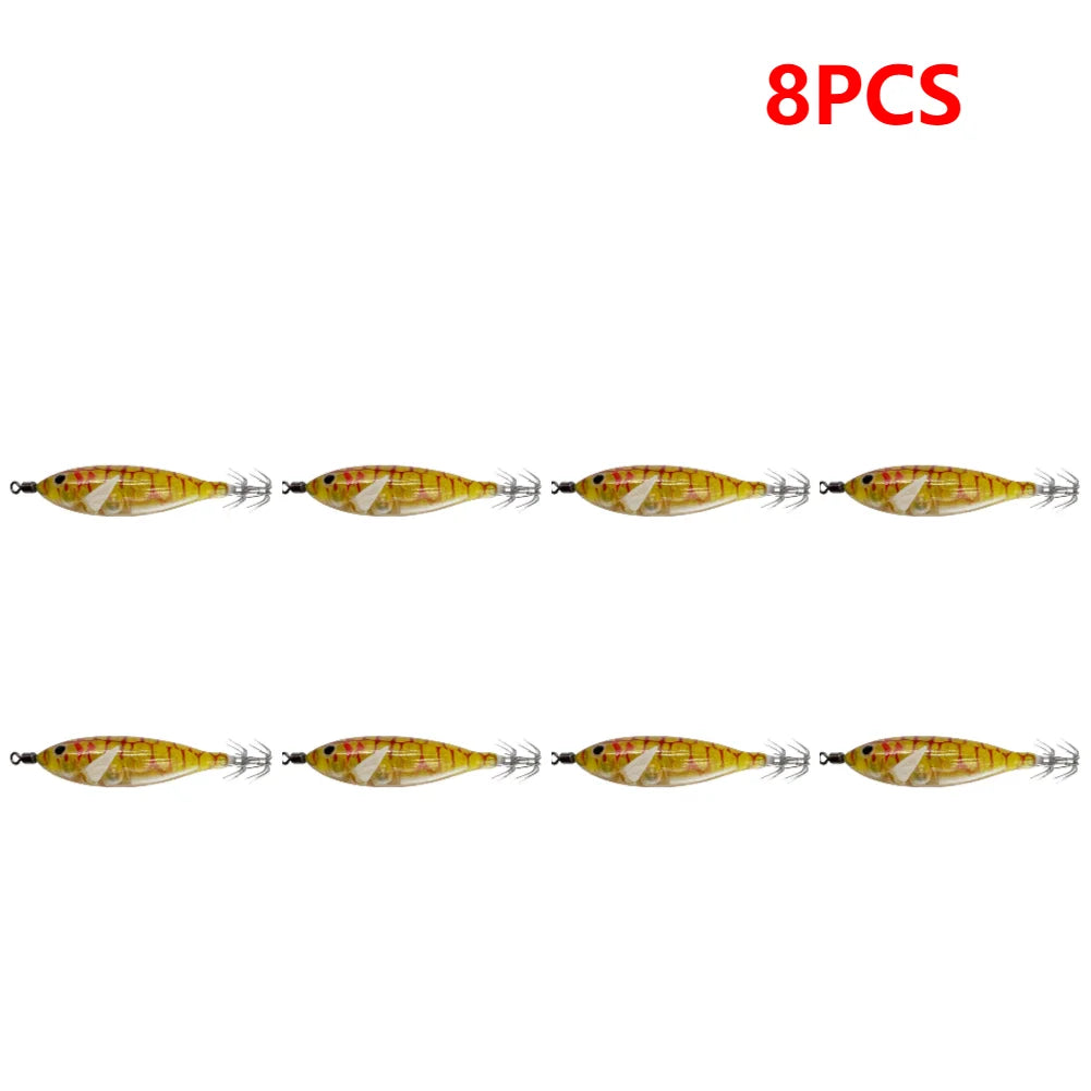 5.7g/8cm Squid Jig Baits Double Hook Glow In The Dark for Night Fishing