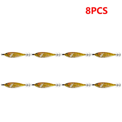 5.7g/8cm Squid Jig Baits Double Hook Glow In The Dark for Night Fishing