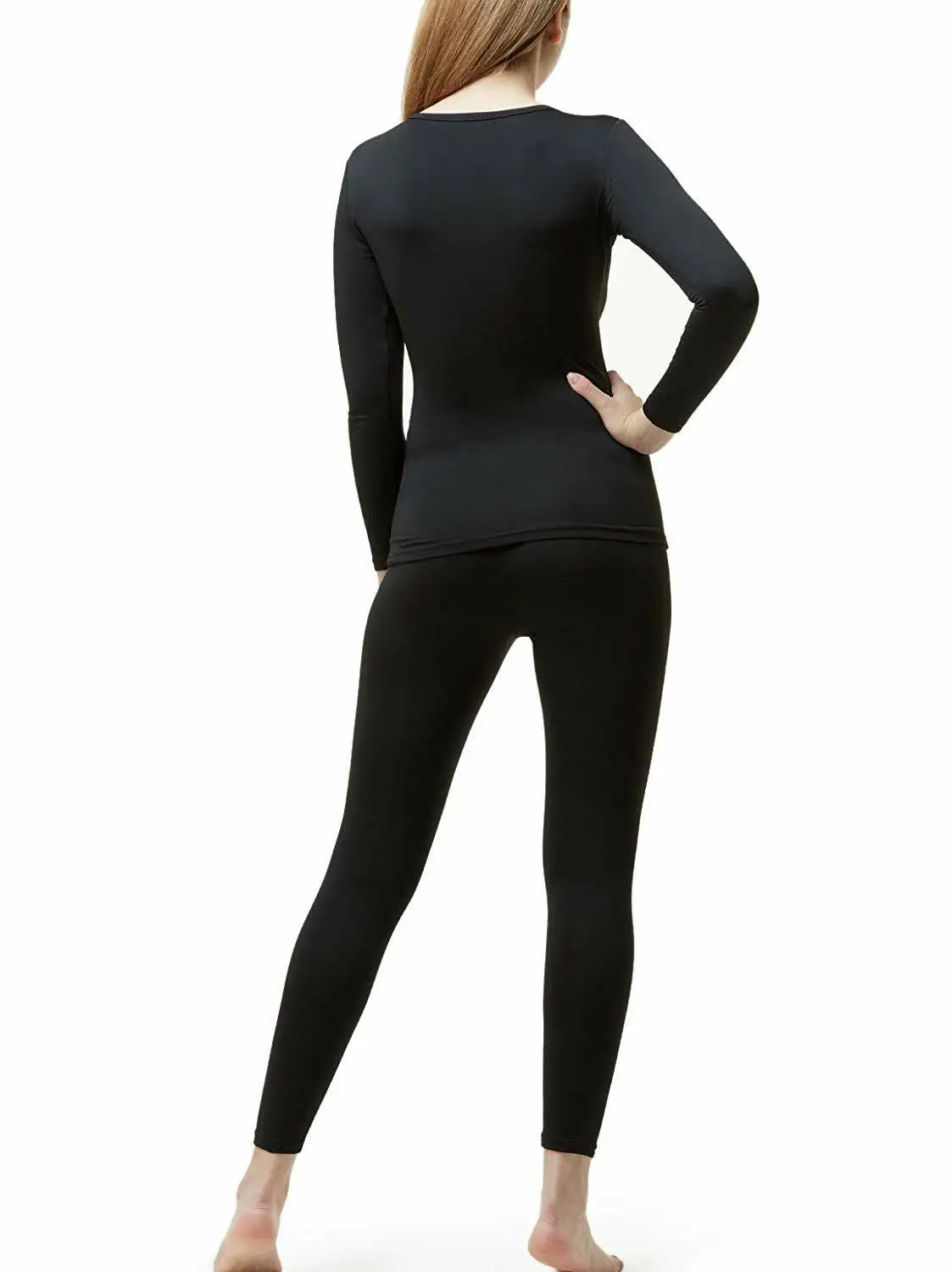 Winter Womens Fleece Lined Thermal Underwear Set Tops & Bottom Lightweight