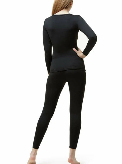 Winter Womens Fleece Lined Thermal Underwear Set Tops & Bottom Lightweight