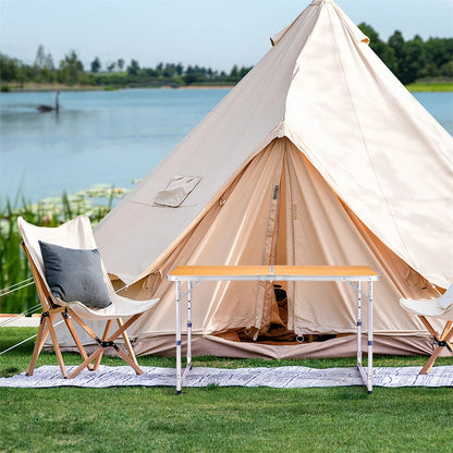 4Ft Folding Table With Carrying Handle Height Adjustable Lightweight For Indoor Outdoor