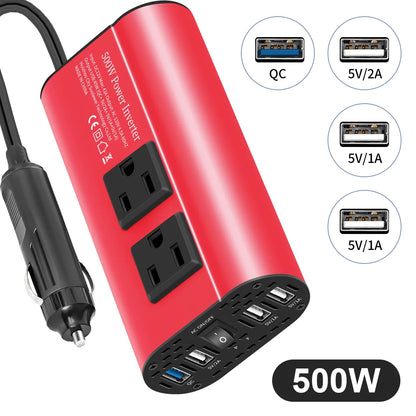 500W Modified Wave Inverter Portable Converter, DC 12V to AC 110V60HZ,