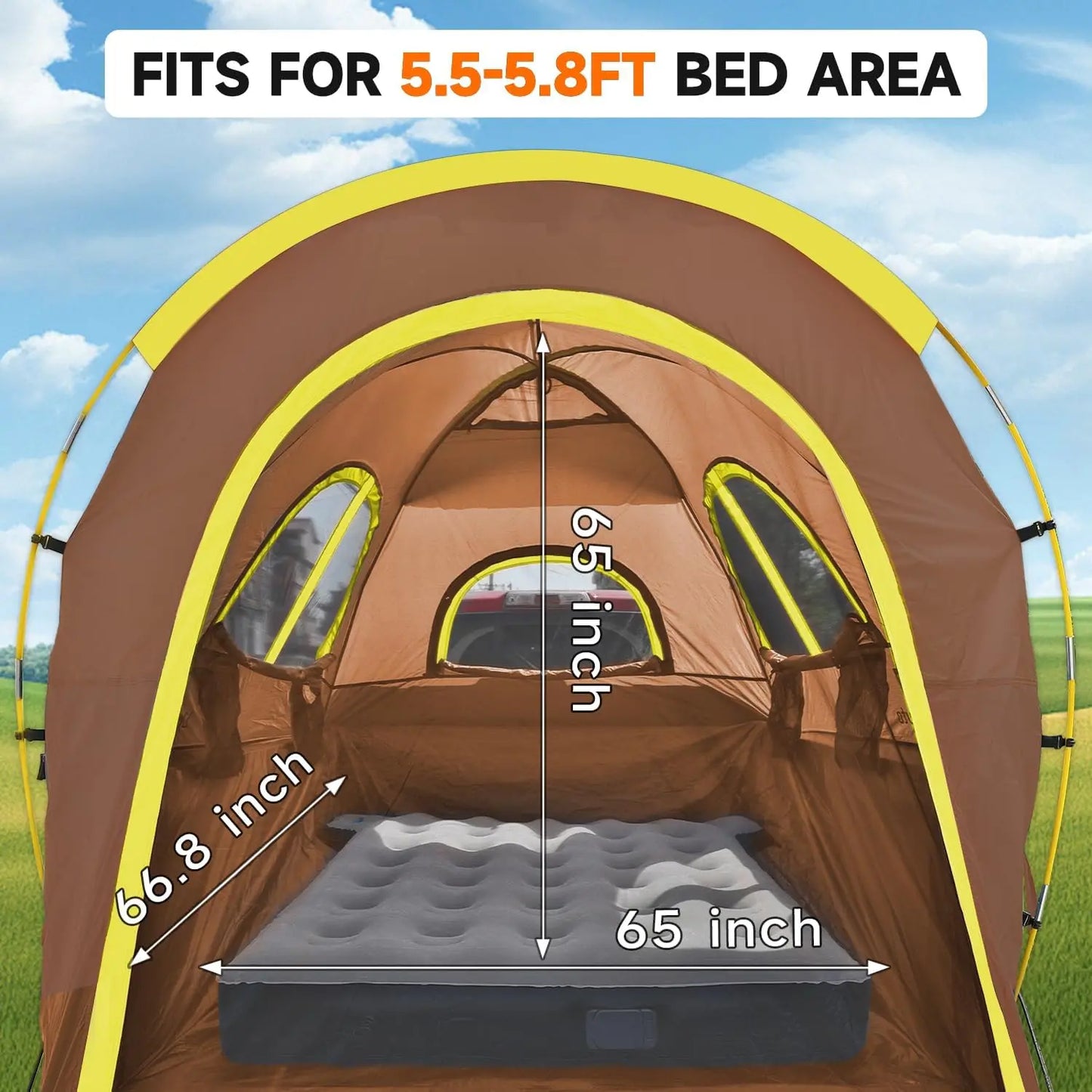 Truck Bed Tent  Rain Protection  Easy Set-up For 2 Person, Fits Full Size Short Bed