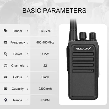 Two Way Radios 2200mAh Long Range Walkie Talkies 22CH USB Rechargeable