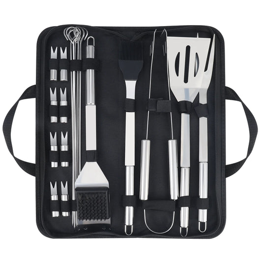 20PCS Barbecue Utensils, Heavy Duty Stainless Steel Grill Set