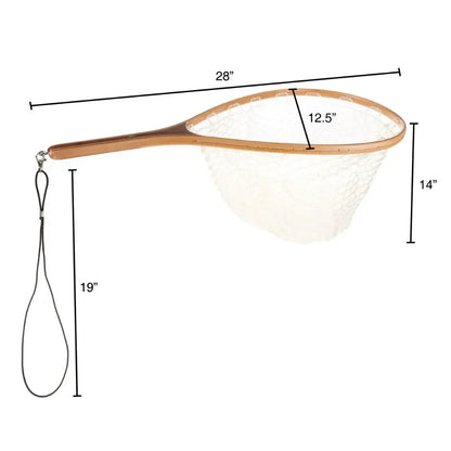 Landing - fly fishing  rubber net and wooden handle