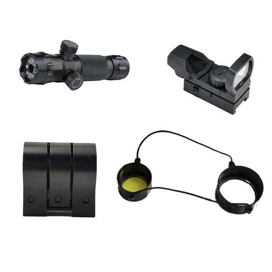 3-in-1 Rifle Scope Red Dot Laser Combo 4-12x50 Illuminated Optics with 4 Reticle Red Green Reflex Sight