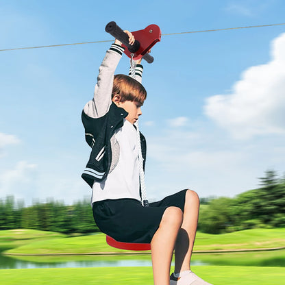 Complete Zipline Kit – 160ft Cable with Safety Harness, Spring Brake, and Mounting Gloves