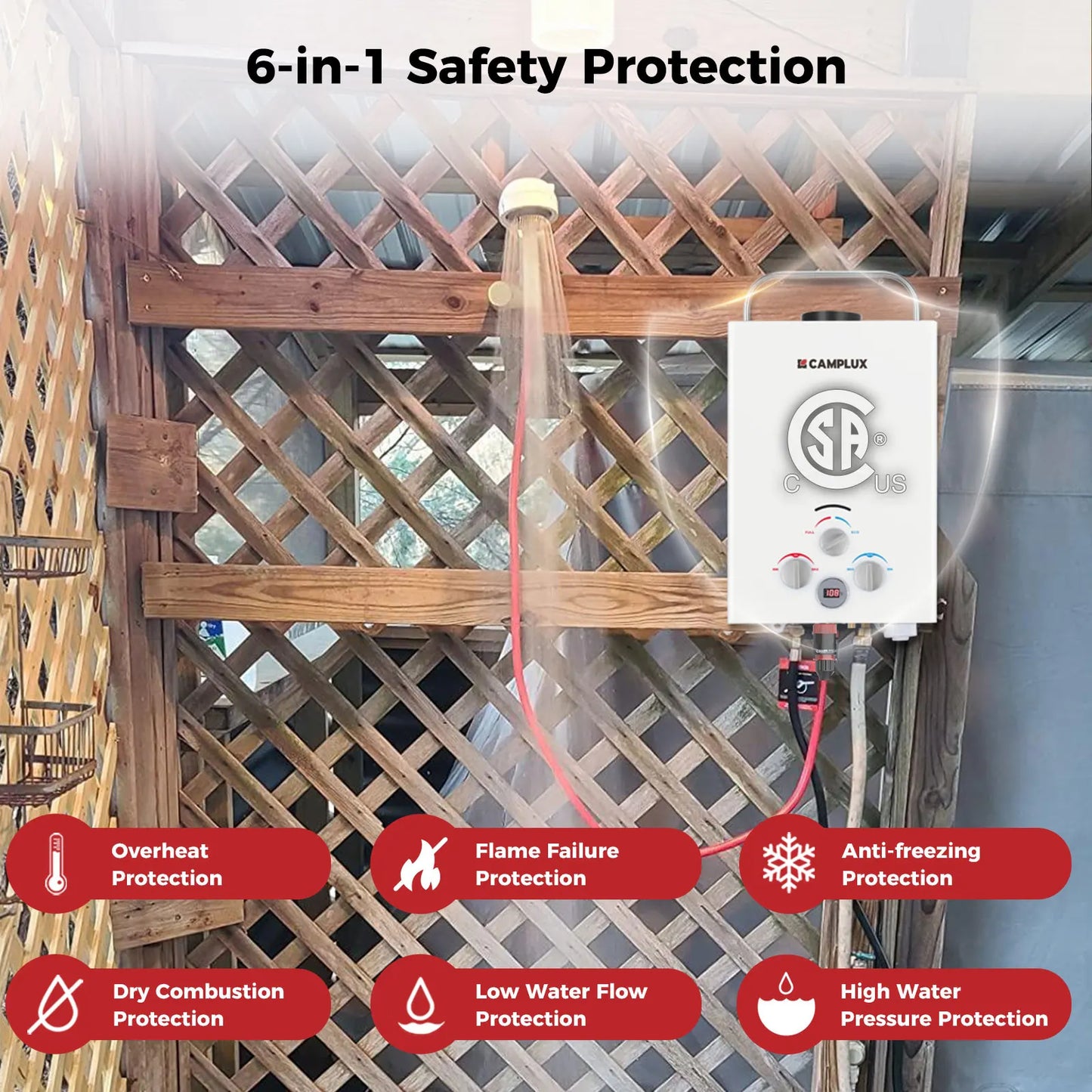 Portable Water Heater, 1.58 GPM Tankless Propane Water Heater, 41,000 BTU