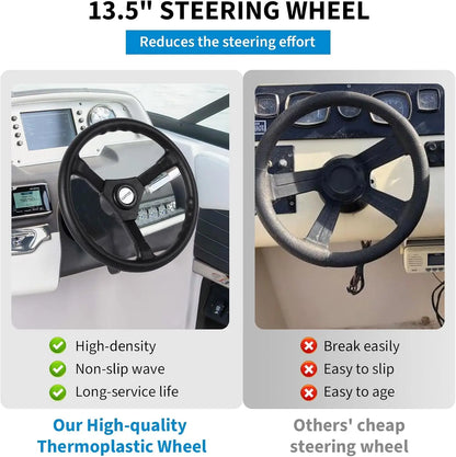 14 Feet Cable Outboard Steering Kit 3/4" Standard Tapered Shaft for Yachts, Fishing Boats