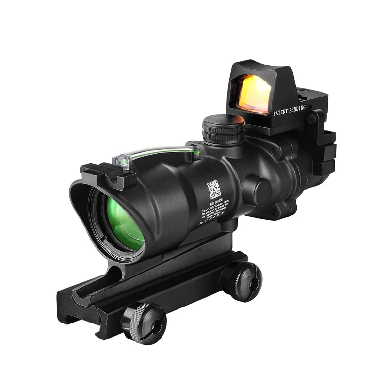 4X32 Real Fiber Optics Red Dot Illuminated Chevron Glass Etched Reticle Tactical Optical Scope