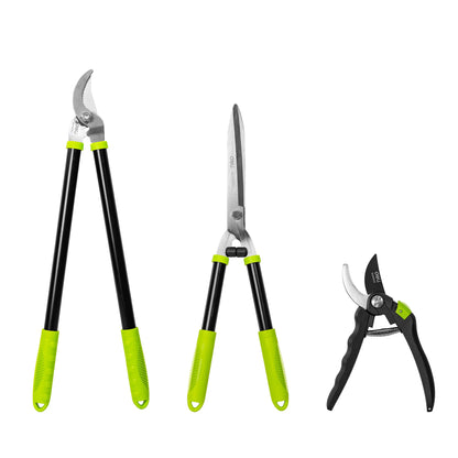 3-Piece Loppers, Hedge Clippers & Pruners Set, Heavy-Duty Garden Tools