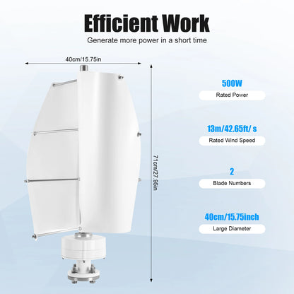 500W Vertical Axis Wind Turbine Generator with Controller