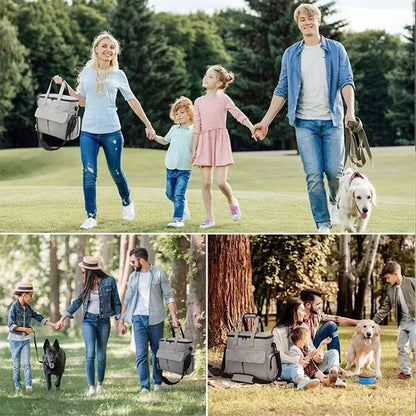 Dog Travel  Backpack  Organizer w/ 2 Food Bags 1 Waterproof Placemat 2 Foldable Bowls