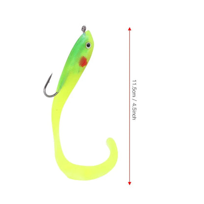 5PCS Fish Lures Artificial Fake Bait Soft Seabass Fishing Tackle with Hook