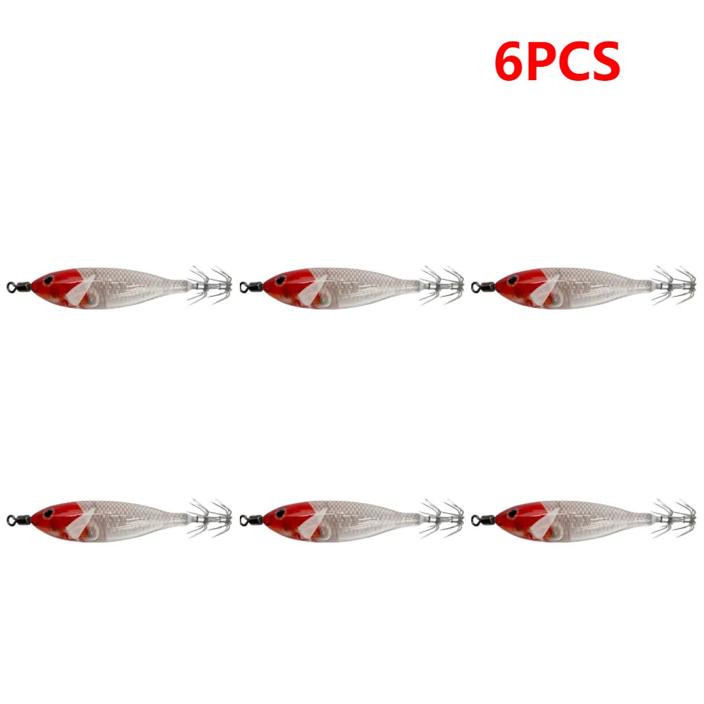 5.7g/8cm Squid Jig Baits Double Hook Glow In The Dark for Night Fishing