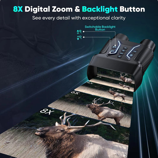 Digital Night Vision Binoculars With Infrared Illuminator Video Recording 8X Zoom