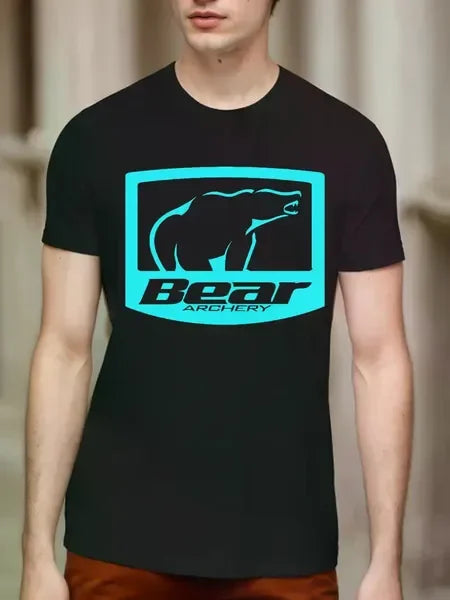 Bear bow hunting bow water sign hunter black t-shirt for men