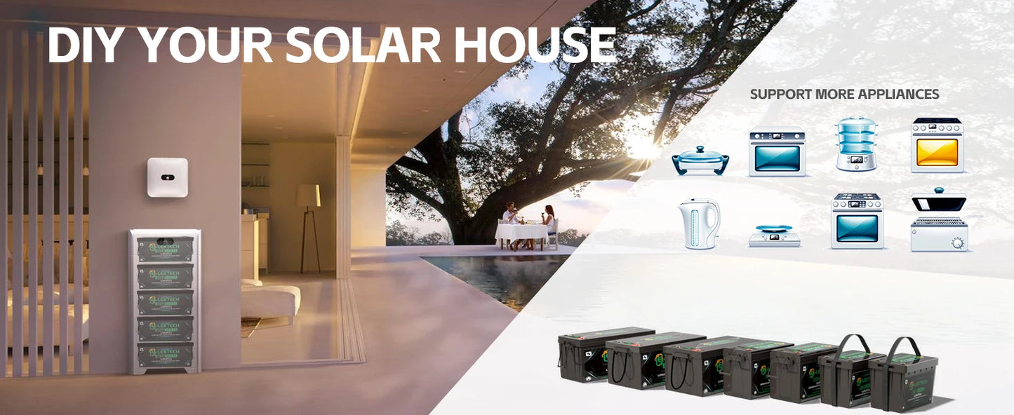 12V 300Ah LiFePO4 Lithium Battery Up to 10000 Cycles, Max. 3200W Power, for Off-Grid,